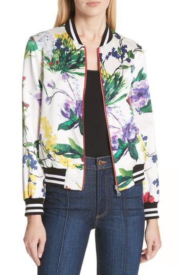 Alice And Olivia Alice + Olivia Lonnie Reversible Floral Print Bomber ...