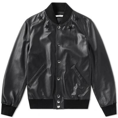 Givenchy Tonal Leather Varsity Jacket In Black