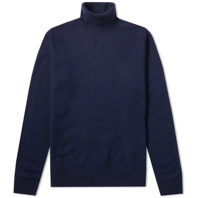 Norse Projects Marius Boiled Wool Rollneck Knit In Blue