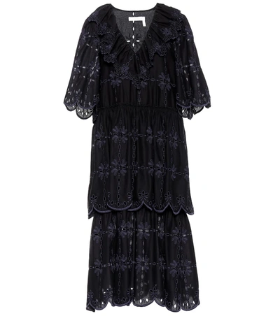 See By Chloé Embroidered Cotton Dress In Black