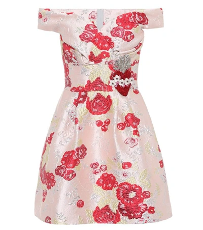 Dolce & Gabbana Off-the-shoulder Jacquard Dress In Pink