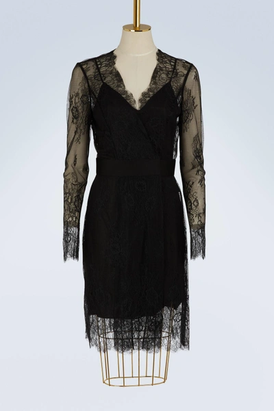 Diane Von Furstenberg Short Lace Dress In Black
