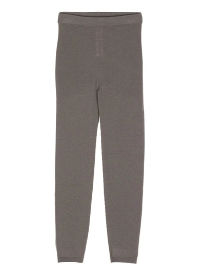 Rick Owens Virgin Wool-knit Leggings In Grey