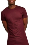 Topman Muscle Fit Longline T-shirt In Burgundy