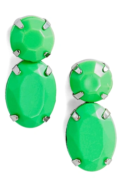 Adia Kibur Super Bright Stone Earrings In Silver/ Neon Green