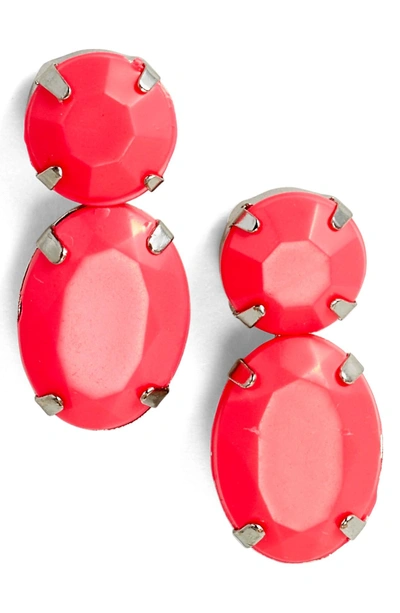 Adia Kibur Super Bright Stone Earrings In Silver/ Neon Pink