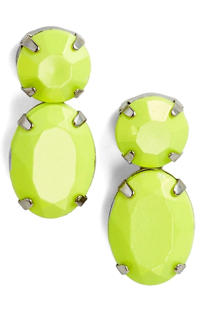 Adia Kibur Super Bright Stone Earrings In Silver/ Neon Yellow