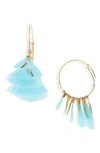 Gas Bijoux Marly Feather Drop Earrings In Green Turquoise