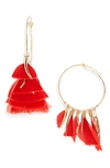 Gas Bijoux Marly Feather Drop Earrings In Red