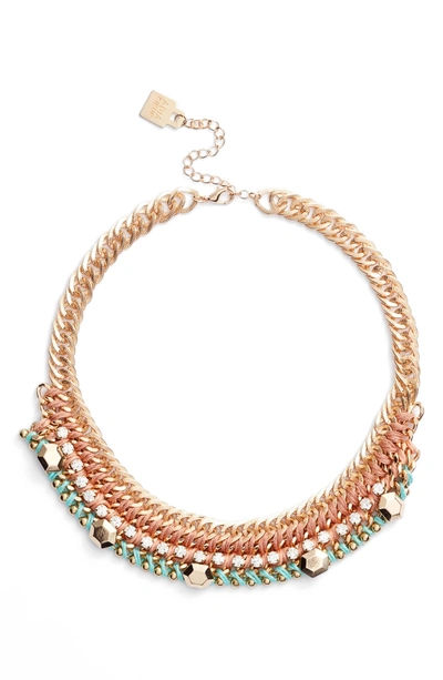 Adia Kibur Braided Chain Necklace In Pink/ Mint