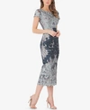Js Collections Two-tone Soutache Midi Dress In Cloud Navy