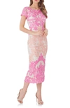 Js Collections Soutache Lace Midi Dress In Hot Pink/ Nude
