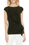 Vince Camuto Tie Front Blouse In Rich Olive