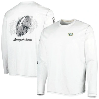 Tommy Bahama White Green Bay Packers Laces Out Billboard Long Sleeve T-shirt