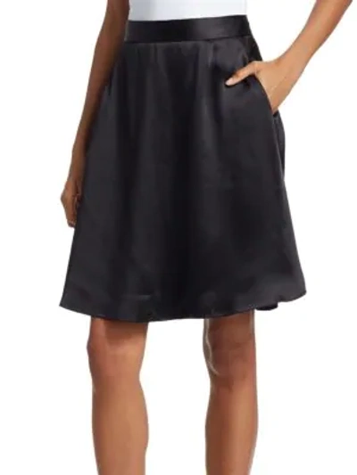 Emporio Armani Satin A-line Knee-length Skirt In Black