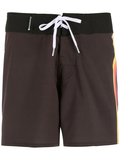 Osklen Side Stripe-print Swim Shorts In Black