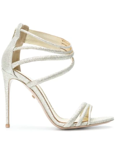 Le Silla Glitter 900mm Heel Strappy Sandals In Metallic