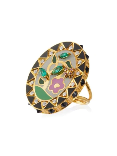Holly Dyment 18k Gold And Diamond Flower Ring In Metallic