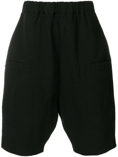 10sei0otto Oversized Dropped Crotch Shorts In Black