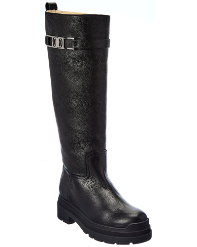 Ferragamo Salvatore  Ryder F Leather Knee-high Boot In Black