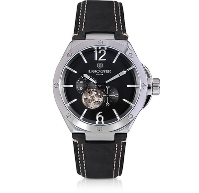 Lancaster Montres Homme Space Shuttle Meccanico - Montre Homme En Acier Inoxydable Avec Bracelet En Nubuck Noi In Noir