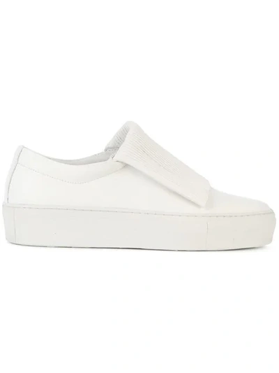 Primury Curio Slip-on Pleated-leather Trainers In White