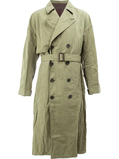 Ziggy Chen Double Breasted Trench Coat - Green