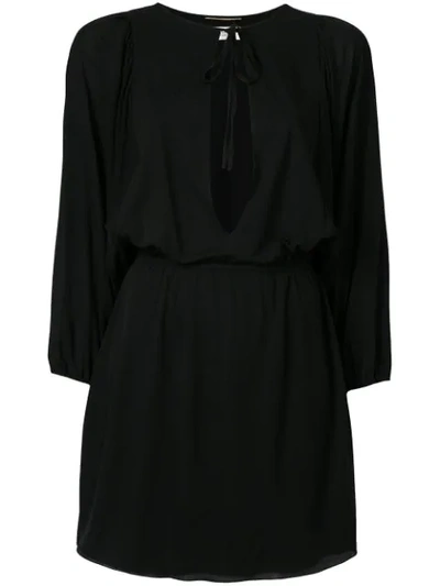 Saint Laurent Key-hole Mini Dress In Nero