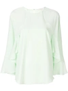 Chloé Ruffle Sleeved Blouse In Green