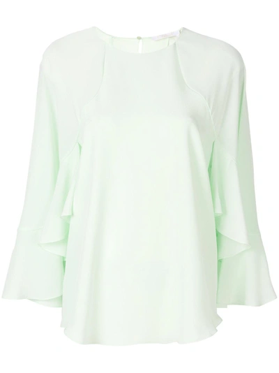 Chloé Ruffle Sleeved Blouse In Green