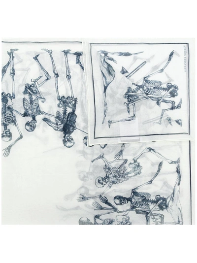 Alexander Mcqueen Dancing Skeleton Scarf In White