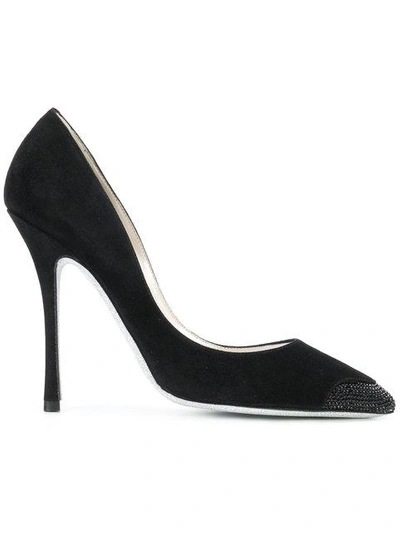 René Caovilla Embellished Toe Pumps - Black