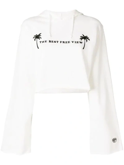 Chiara Ferragni Hoodie Cropped Best Fire Sweatshirt In Bianco