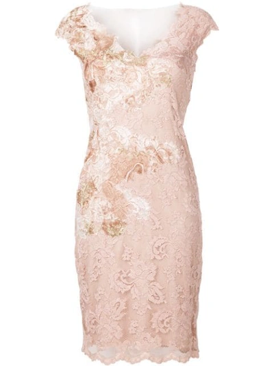 Olvi S V-neck Lace Dress In Pink