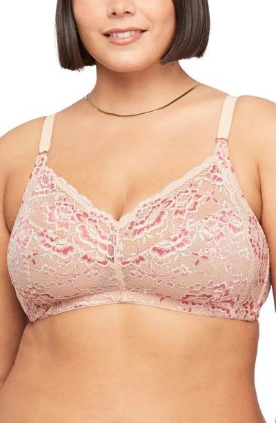 Montelle Intimates Halo Lace Bralette In Rose Dust/ Raspberry