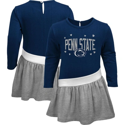 Outerstuff Kids' Toddler Navy Penn State Nittany Lions Heart To Heart French Terry Dress