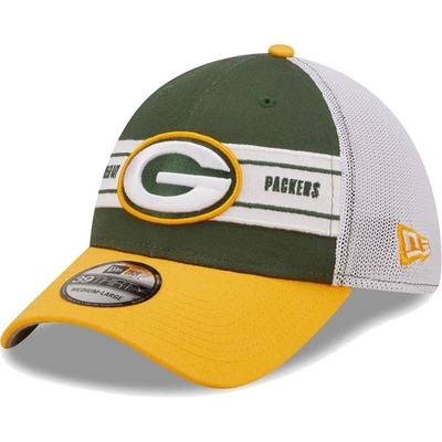 New Era Men's  Green, Gold Green Bay Packers Team Banded 39thirty Flex Hat In Green,gold
