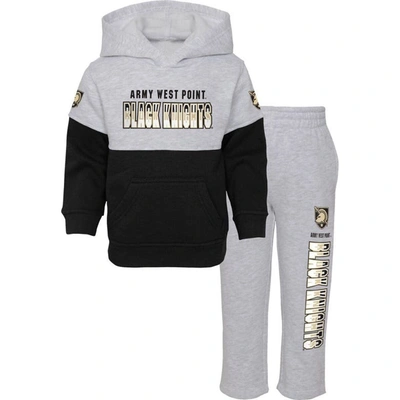 Outerstuff Kids' Toddler Heather Gray/black Army Black Knights Playmaker Pullover Hoodie & Pants Set