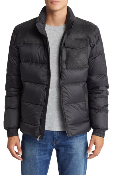 Pendleton Grizzly Wool & Nylon 650-fill Power Down Puffer Coat In Black/ Charcoal Ombre