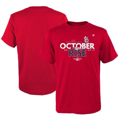 Fanatics Kids' Youth  Branded Red St. Louis Cardinals 2022 Postseason Locker Room T-shirt