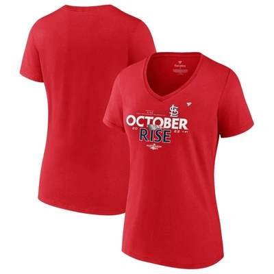 Fanatics Branded Red St. Louis Cardinals 2022 Postseason Locker Room V-neck T-shirt