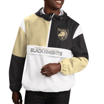 G-iii Sports By Carl Banks White/black Army Black Knights Fair Catch Half-zip Anorak Jacket
