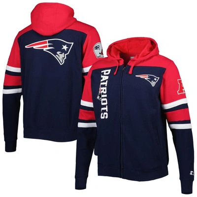 Starter Navy New England Patriots Extreme Full-zip Hoodie Jacket