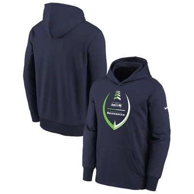 Nike Kids' Youth  College Navy Seattle Seahawks Icon Performance Pullover Hoodie