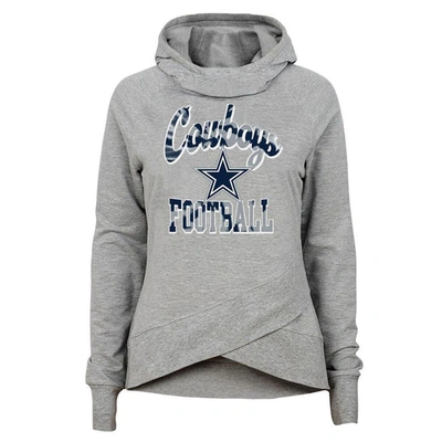 Outerstuff Kids' Girls Youth Heathered Gray Dallas Cowboys Dye Hard Fan Funnel Neck Pullover Hoodie In Heather Gray