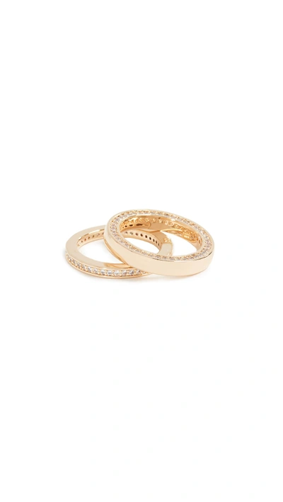 Bronzallure Crystal Band Ring Set In Gold/clear