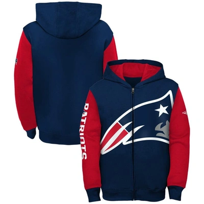Outerstuff Kids' Youth Navy/red New England Patriots Poster Board Full-zip Hoodie