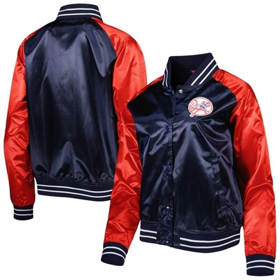 Mitchell & Ness Women's  Navy New York Yankees Team 2.0 Satin Raglan Full-snap Jacket