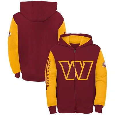 Outerstuff Kids' Big Boys Burgundy, Gold Washington Commanders Poster Board Full-zip Hoodie In Burgundy,gold