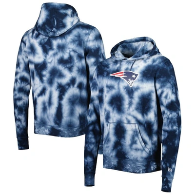 New Era Navy New England Patriots Team Tie-dye Pullover Hoodie